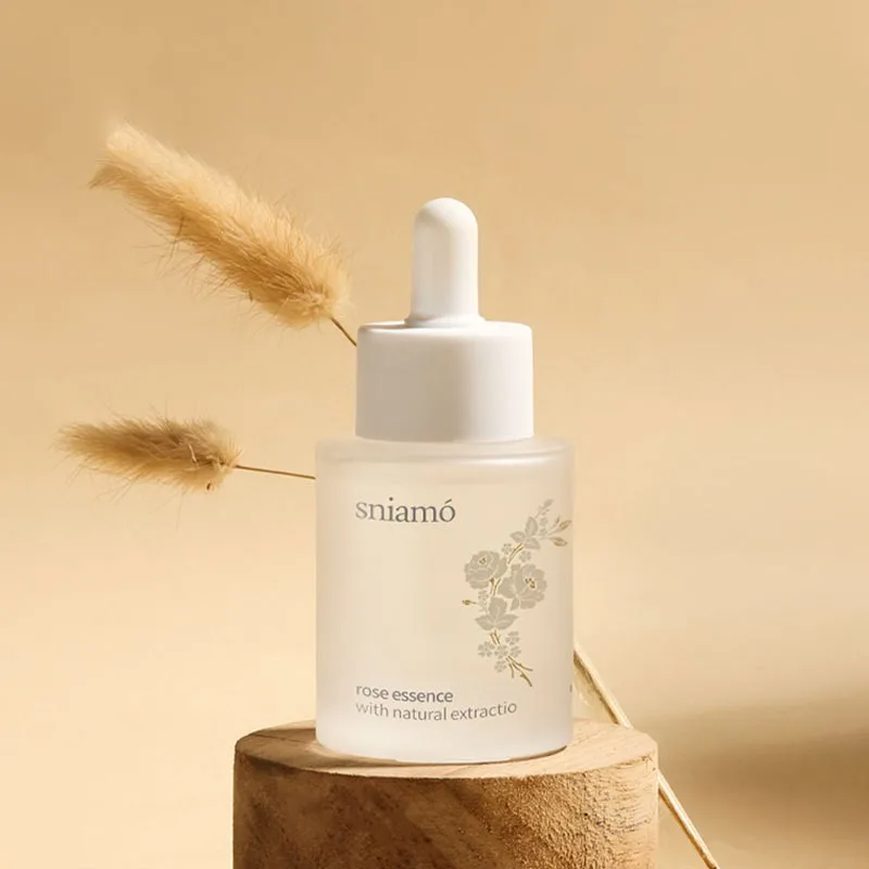 hot sale 30ml 40ml 50ml Thicken Flat Shoulder Glass Serum Bottles Transparent Cosmetic Essential Oil Dropper Bottle