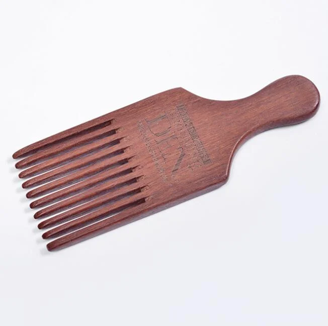 Wholesale Professional Custom Logo Bamboo Wide Tooth Afro Pick Hair Grooming Wooden Comb For Men