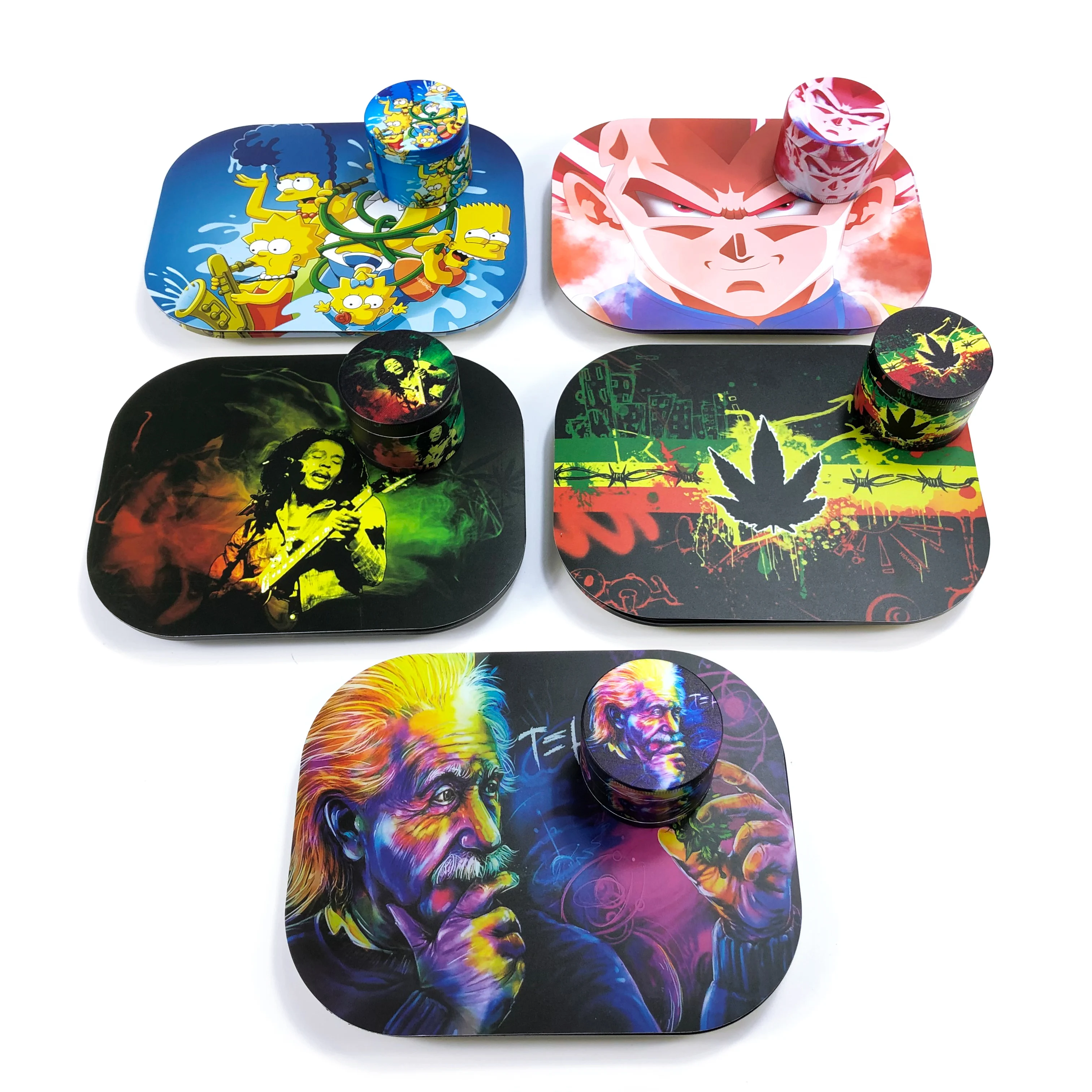 
HEMPACKA Custom Smoke Accessories 50MM Weed Grinder Metal Rolling Tray With Grinder Set 