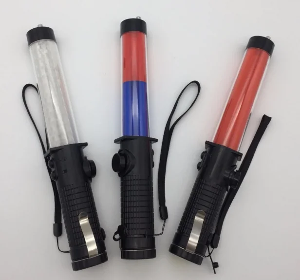Multifunctional 28cm outdoor Emergency SOS whistle Traffic security command wand signal safety Baton with magnetic and top light