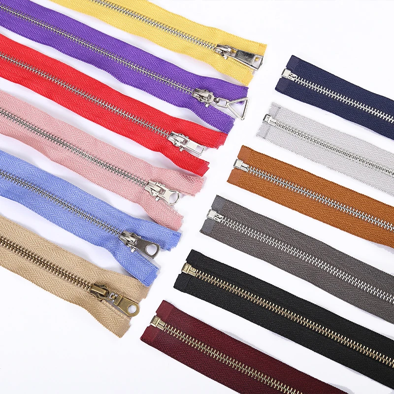 Custom Logo No.5 Semi-Lock Open End Brass Metal Zipper Big Teeth