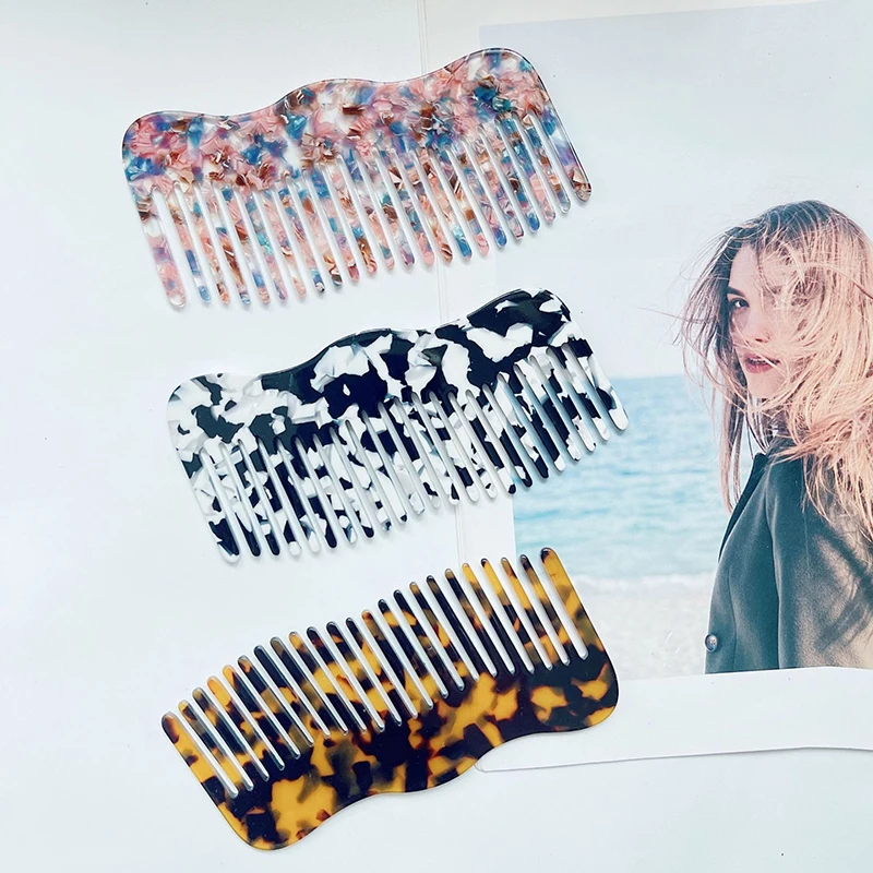 Manufacturers direct selling wide tooth comb custom logo pink acetate hairdressing combs