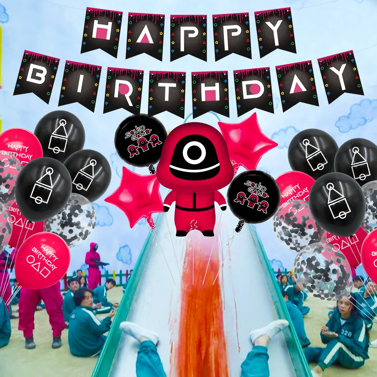 2021 hot sale squid game balloon custom squid game party supplies