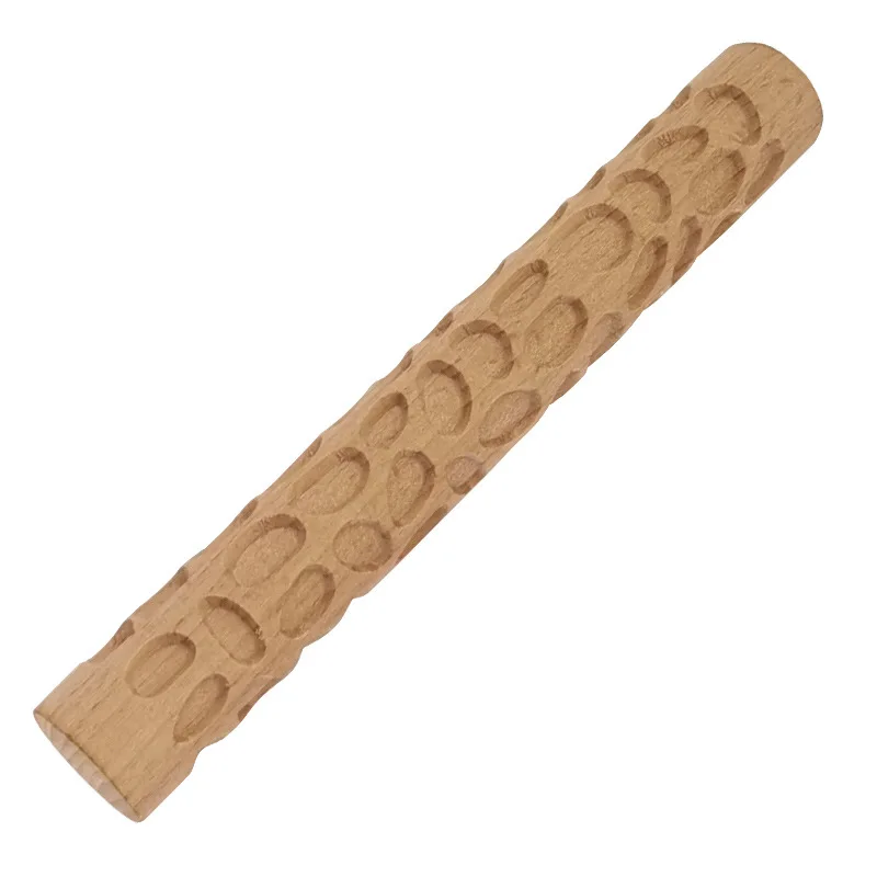 2mm Depth Pattern Hand-made Wooden Textured Rolling Mud Embossed Stick with Pattern Pottery Tools