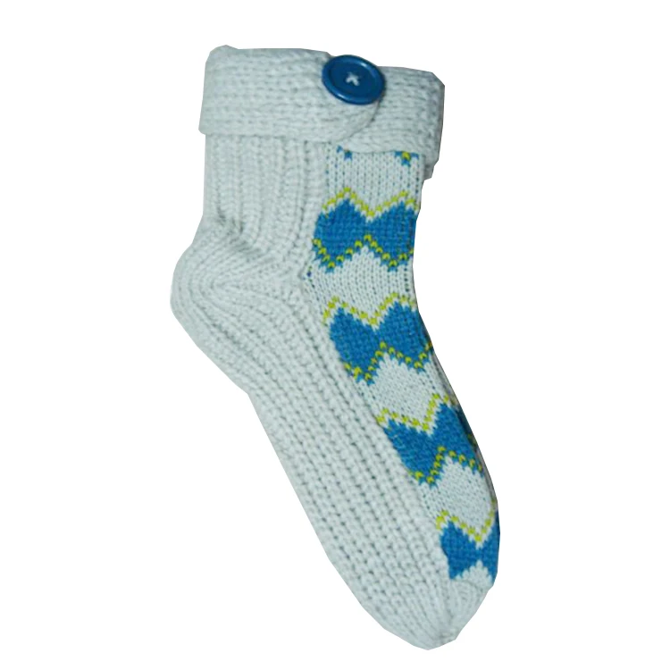 Синий ручной работы лук карманы толстая пряжа акриловые пользовательские милые носки для женщин