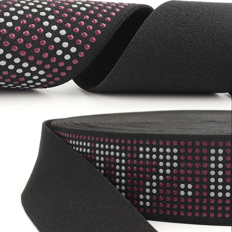 Gacent Custom Spandex Polyester Non Slip Silicone Coated Elastic Webbing For Sports Clothing Underwear