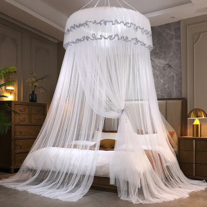 white color pink color wholesale price universal size 2.7m height round design single double bed canopy mosquito net
