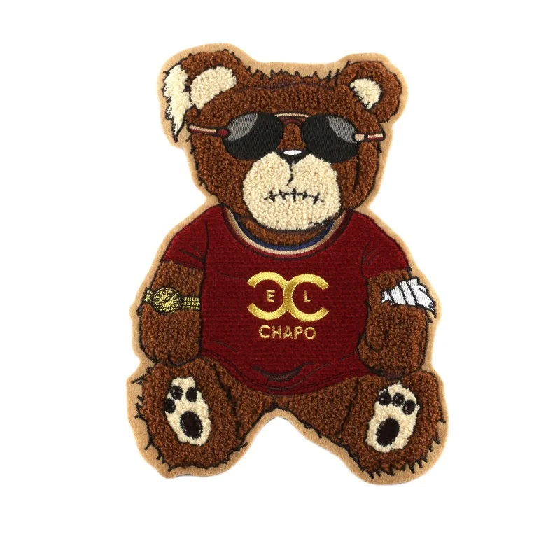
Custom Chenille Cartoon Bear Animal Patches Embroidery Sew on Fabric For Clothing 