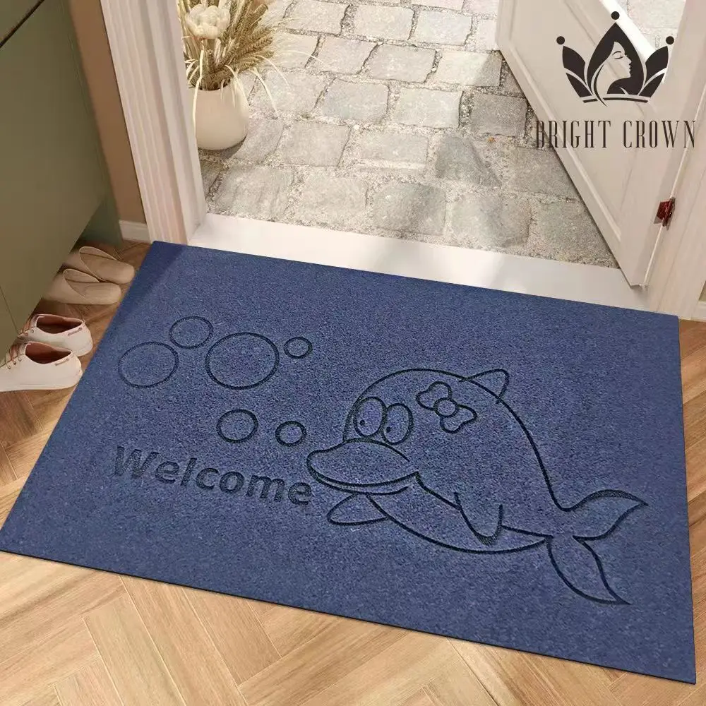 Customized Plain laser door mat cost-effective Home polyester floor mat TPR backing indoor and outdoor floor custom welcome mat