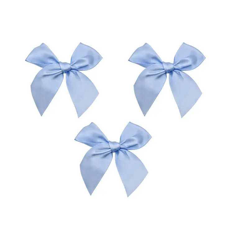 Gift wrapping satin ribbon polyester ribbon hand knotting off-the-shelf blue bow gift box decorated with hand-made DIY bows