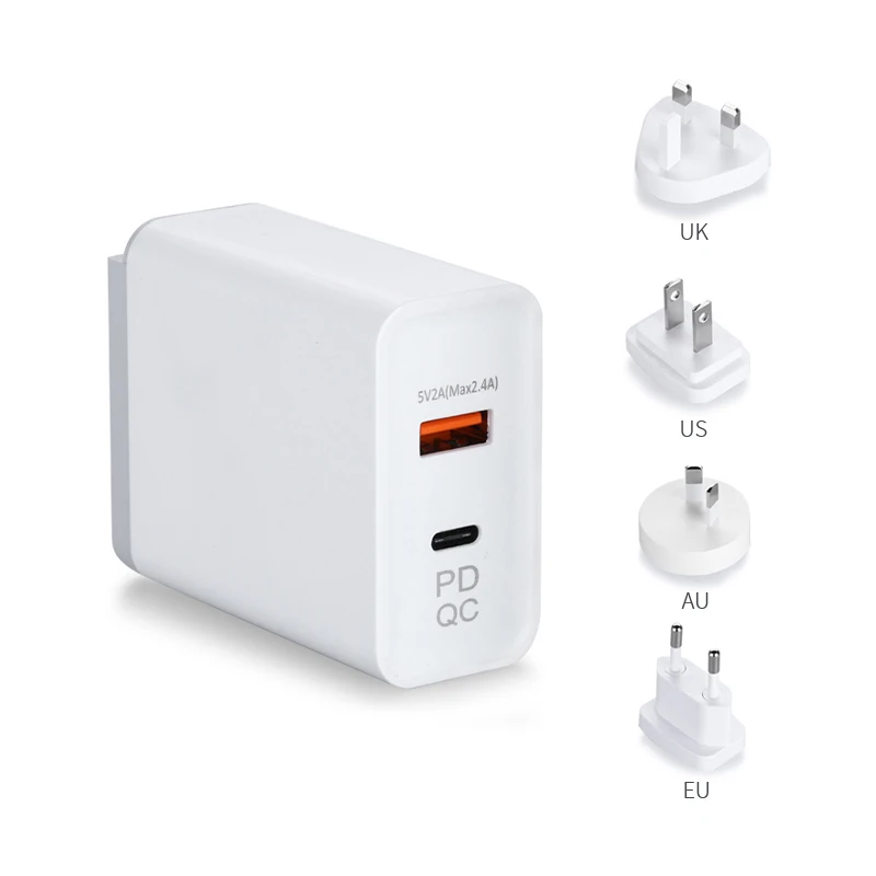 HSUEL 45W fast charge  interchangeable plug chargers type c usb qc 3.0 pd wall charger UK US AU EU