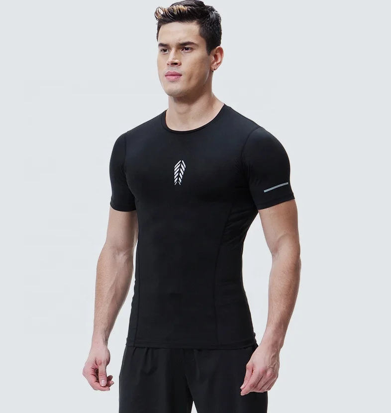 
Custom Men Gym Tights Fitness Wear Short Sleeve Sports Tops Seamless Dry Fit Sports Mens Compression Gym Wear 