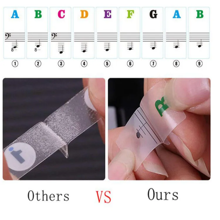 Наклейки для пианино 49/61/76/88 клавиатуры съемные прозрачные нетоксичные наклейки для пианино