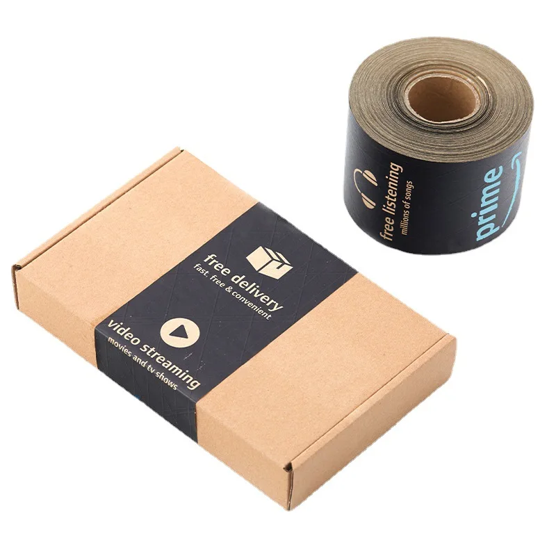 Wholesale 7.6cm 50M Prime Carton Sealed Package Reinforced Roll Gum Gummed  Water Activated Packing Kraft Paper Tape