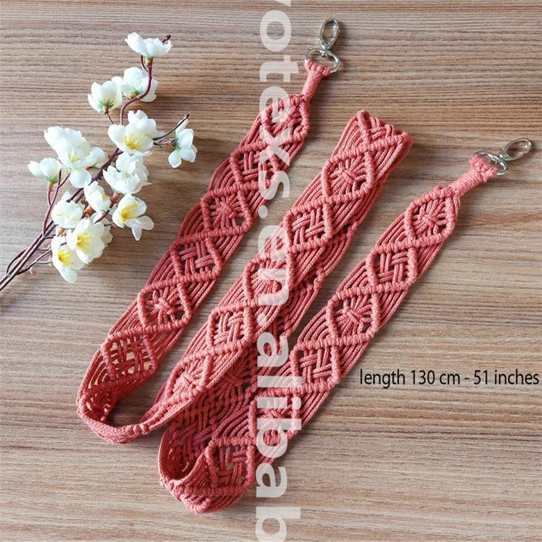 PH934 Custom Macrame Camera Strap Macrame Accessories Rope Bag leashes Guitar Boho Purse Straps