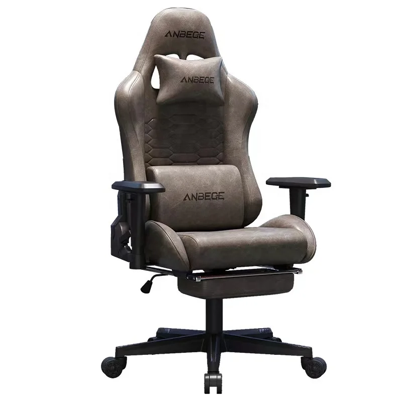 Luxury Faux Leather Gaming Chair With Headrest Footrest Ergonomic Office Computer Chair Swivel Adjustable Recliner Racing Chair