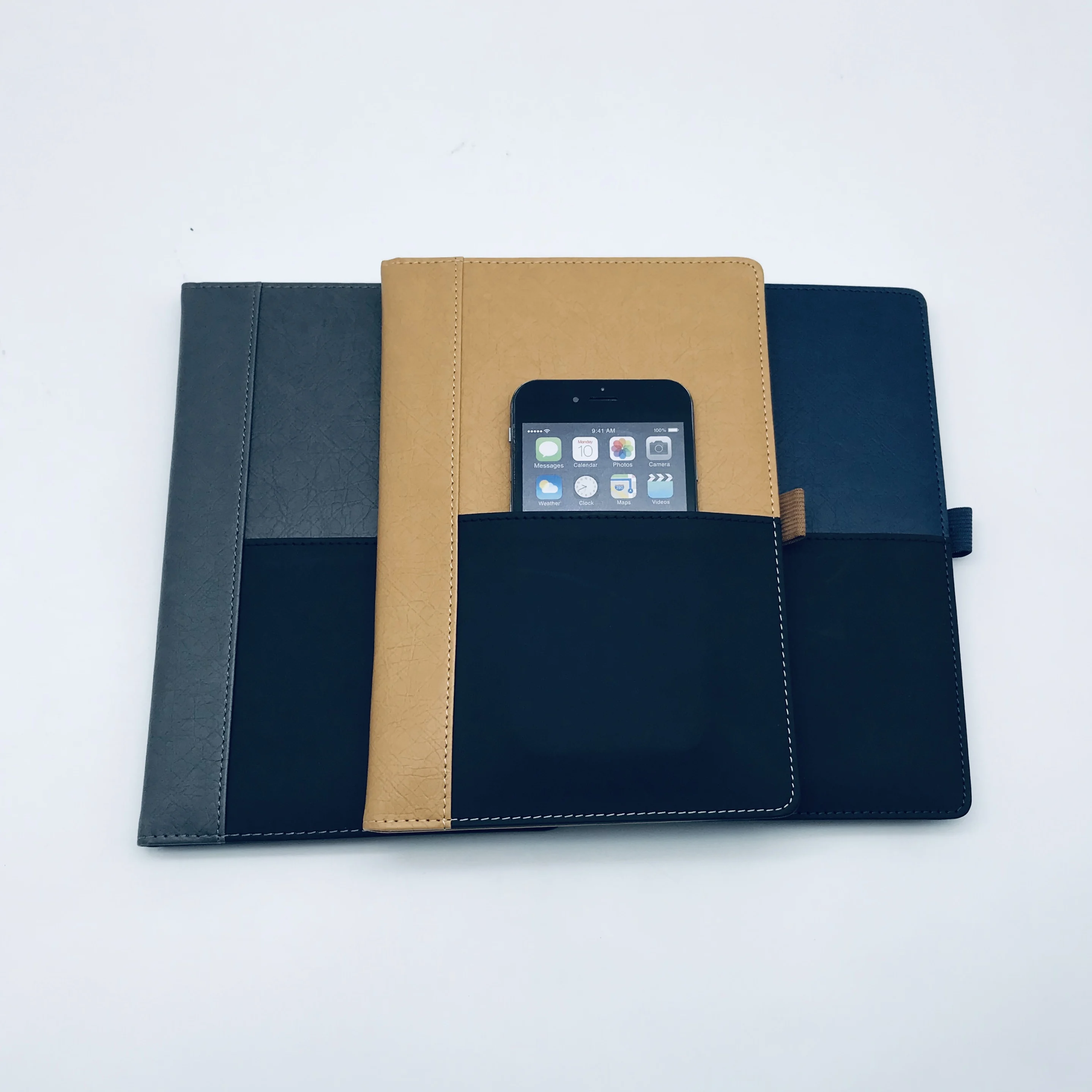 
Monthly Planner Custom White PU with Fly Page and Pocket On cover Notebook 