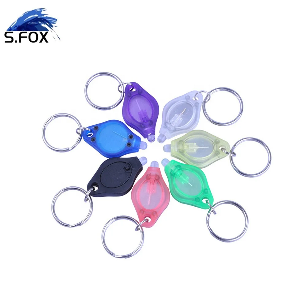 Factory Make CR2032 Press Switch Key Ring Super Mini LED Plastic Keychain