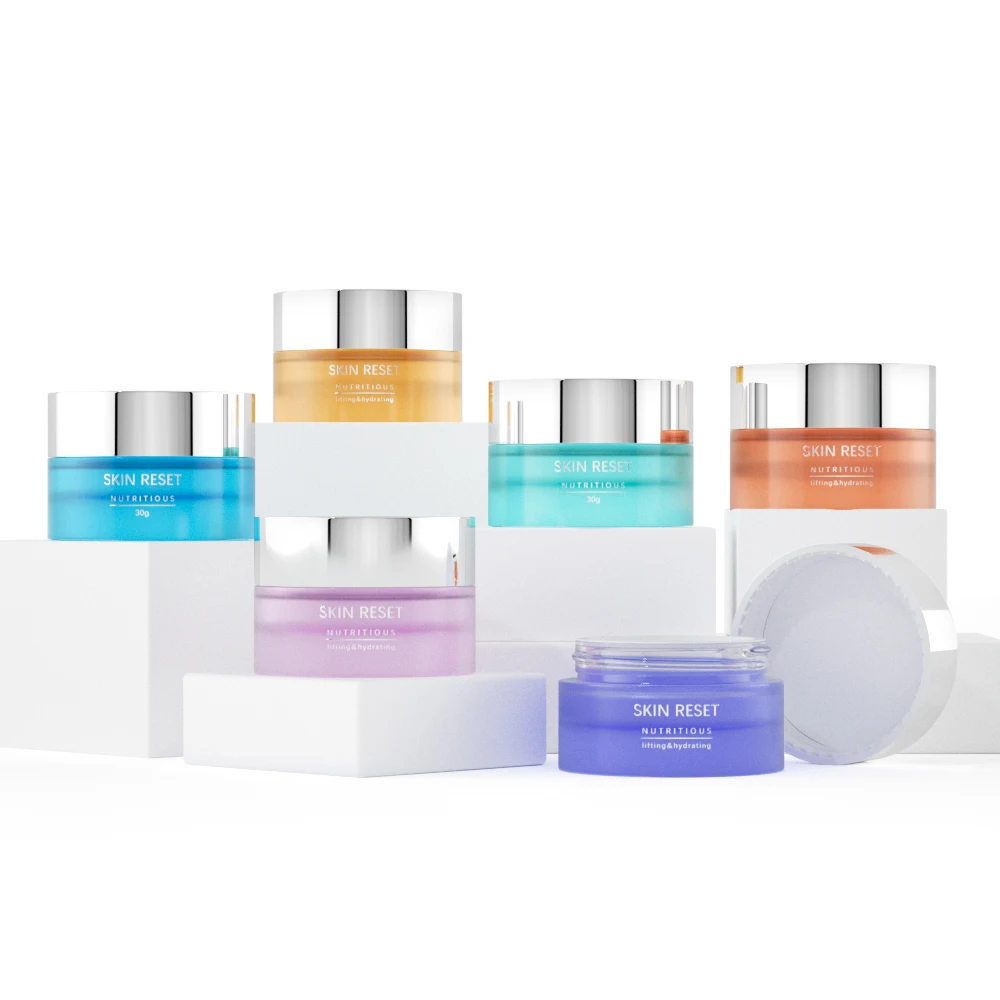 High End Frosted Thick bottomed heavy Matte Cosmetic Glass Jar Lotion Serum Cream jar Full Set