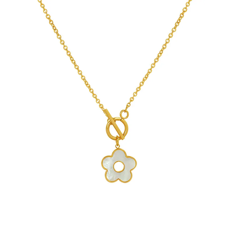 Elegant Temperament And Personality Ot Button White Sea Shell Flower Necklace