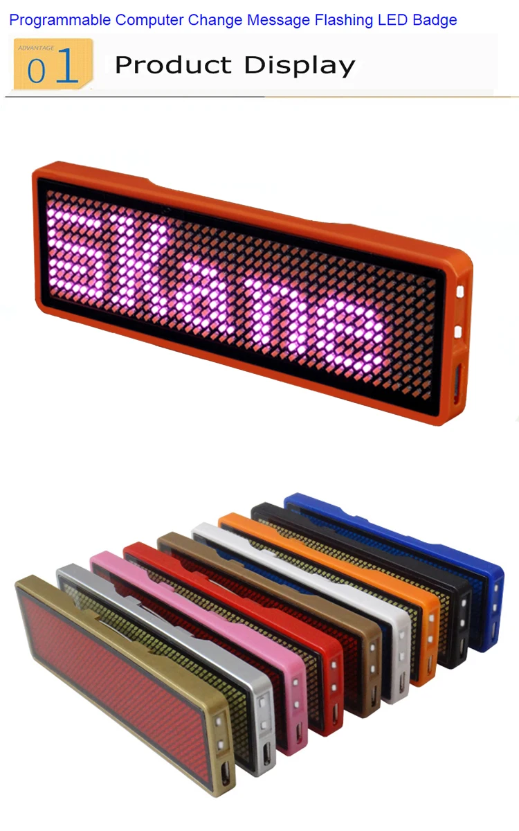 Flashing custom programmable Scrolling led name badge led badge