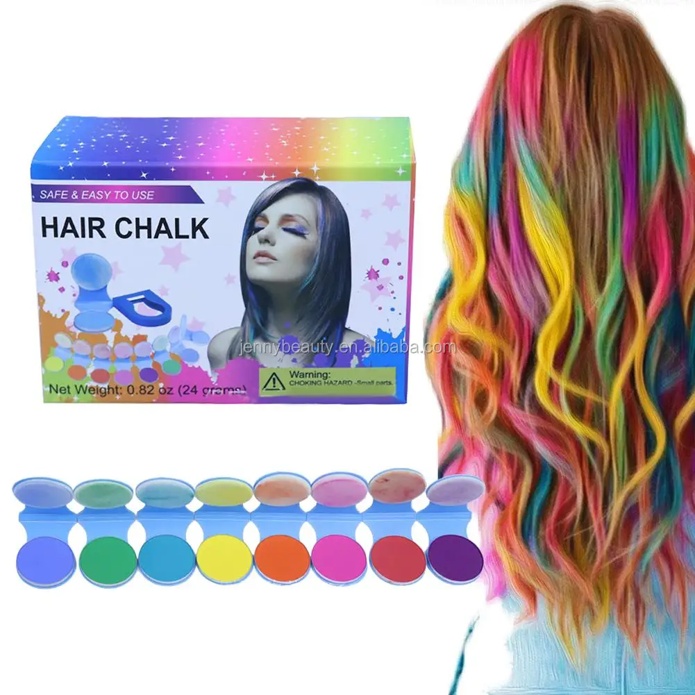 8 Colors Hair Dye Color Chalks Powder DIY Temporary Pastels Salon Styling Tool Easy to Color Portable Hairdressing Tool