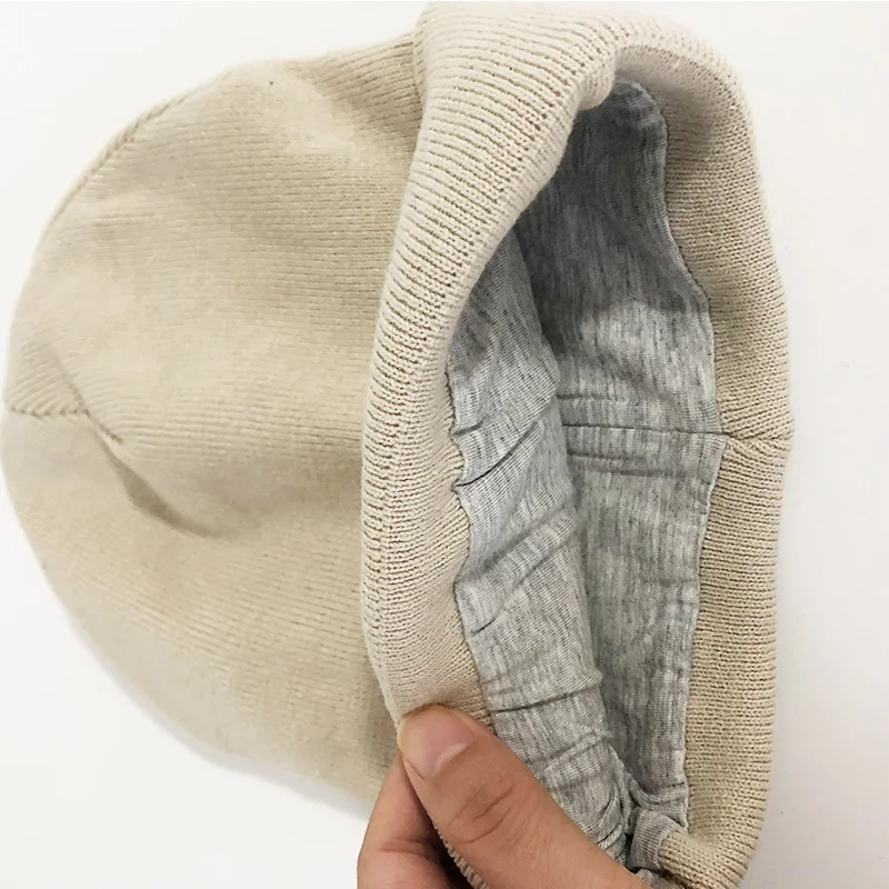 100% cotton beanies custom made logo with bamboo cotton lining hats