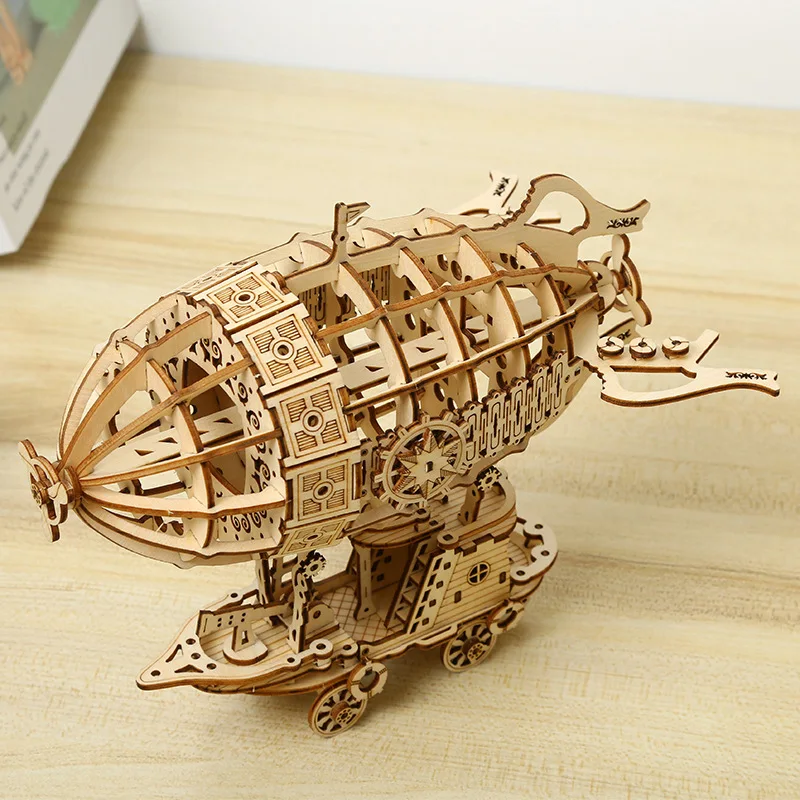 Kids Toys Creative Wooden Airships Gifts Jigsaw Educational Toys 3D DIY Wooden Puzzle Game