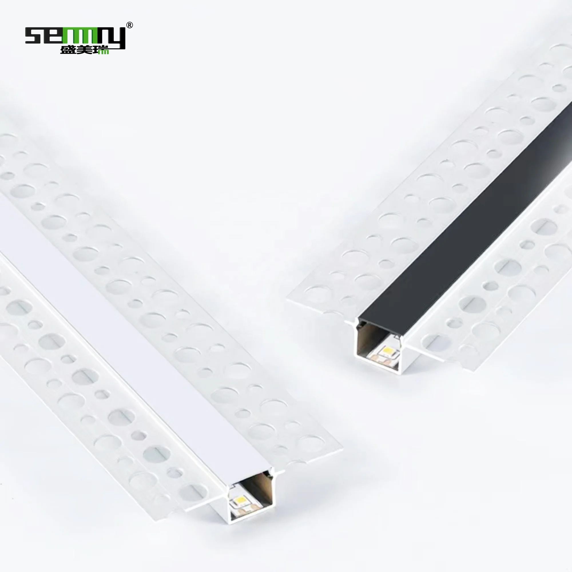 Aluminum extrusion recessed drywall gypsum wall profile for ceiling plaster Led channel diffuser led strip light