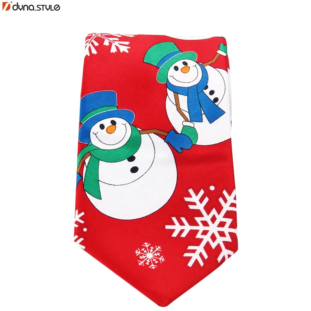 Lazy String-Pulling Polyester Woven Xmas Christmas Tie for Men