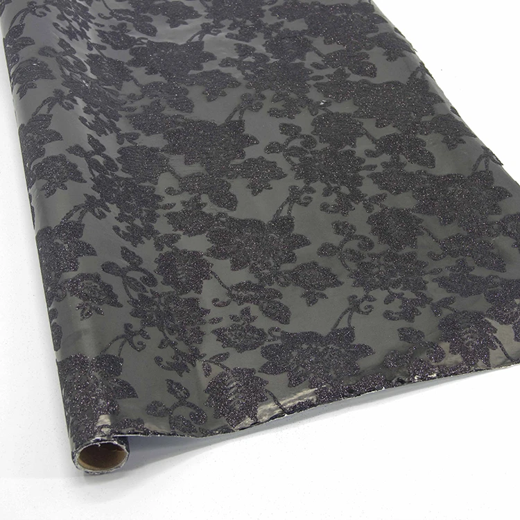 wholesale rose flower flocking art wrapping paper for gift