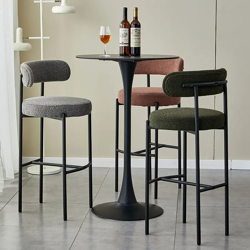 Luxury metal nordic kitchen modern contoured back bar stool cafe high bar chairs for bar table