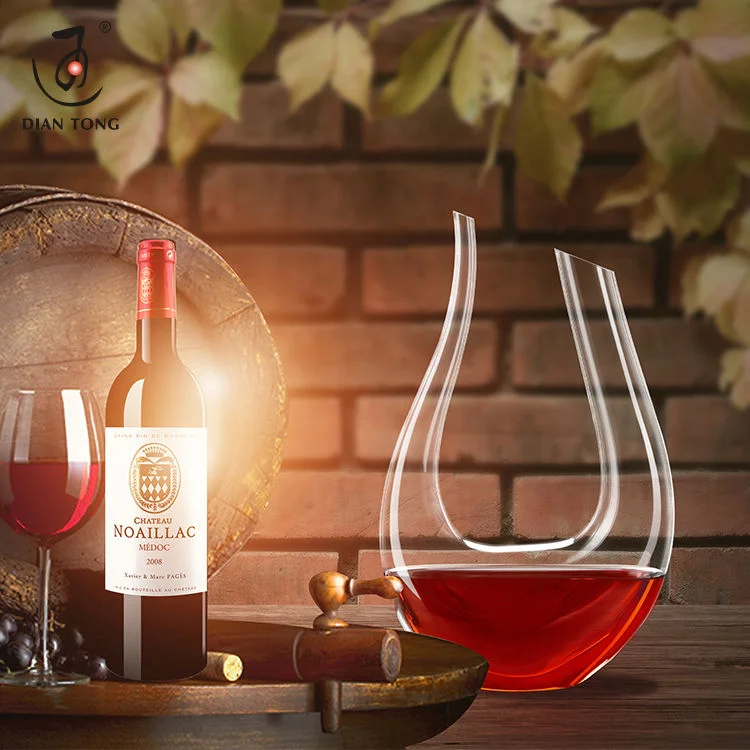 1400ml U Shape Champagne Wine Glasses Decanter Amazon Top Seller Lead Free Wholesale Clear Crystal Wine Decanter with Laser Logo