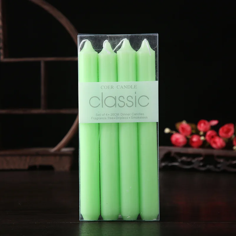 Home decor Unscented Smokeless Paraffin wax Colorful 20cm Taper Candle Sets For Weddings And Parties