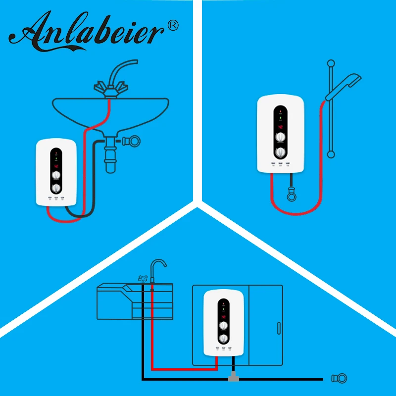 DC pump with ELCB electric water heater shower for low pressure area