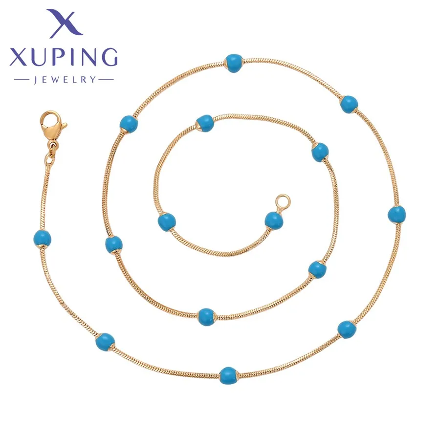 S00152094 XUPING ювелирные изделия 18K позолоченные модные изысканные ожерелья Charme синий жемчуг ожерелье для женщин и девушек