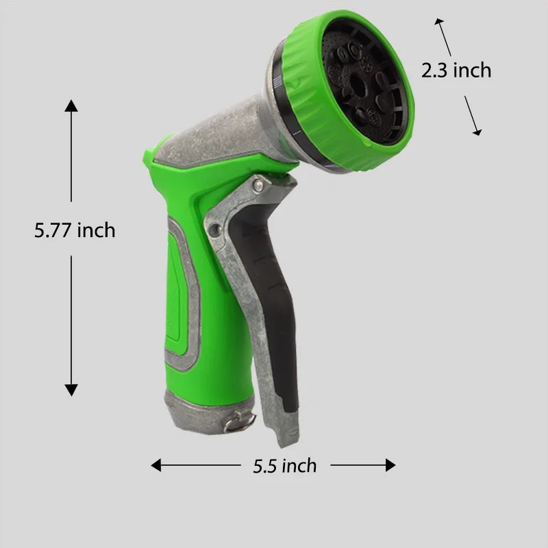 Water Spray Nozzle Soft Grip Support Garden Hose Spray Gun Nozzle 3/4 GHT Thread and Quick Connect Garden Hose Metal Zinc Alloy