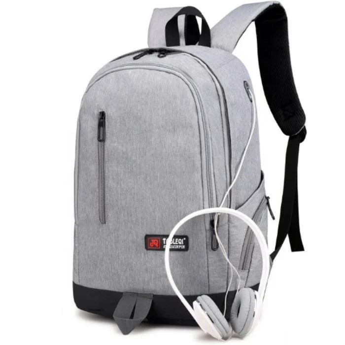 Logo Custom Durable Business Travel School Bag Student Laptop Backpack With Headphone Jack