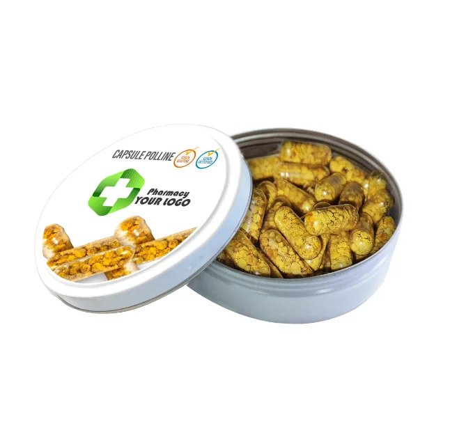 Wholesale Pills Candy Funny Italian Incap Customizable Tin Cans For Sweets  With Bee Pollen Capsules 40G Made In Italy