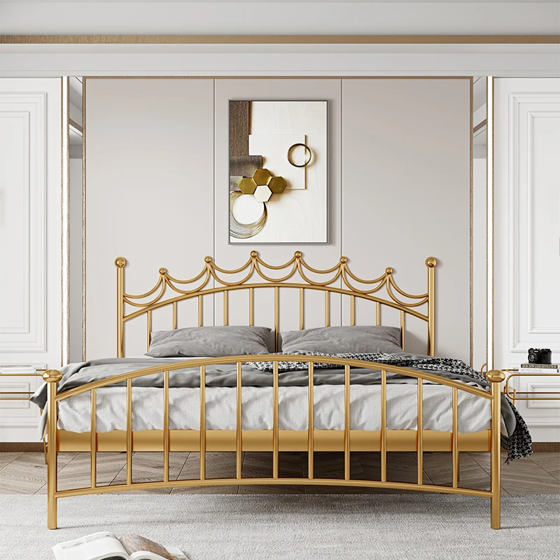 customized bed frame king size gold iron bed metal king size bed frame for hotel