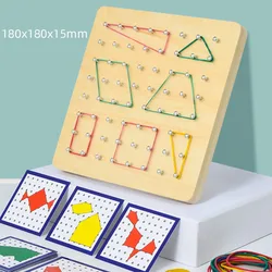 Wooden Geoboard Mathematical Manipulative Material Array Block Geo Board Graphical Educational Toy With Pattern Cards Montessori