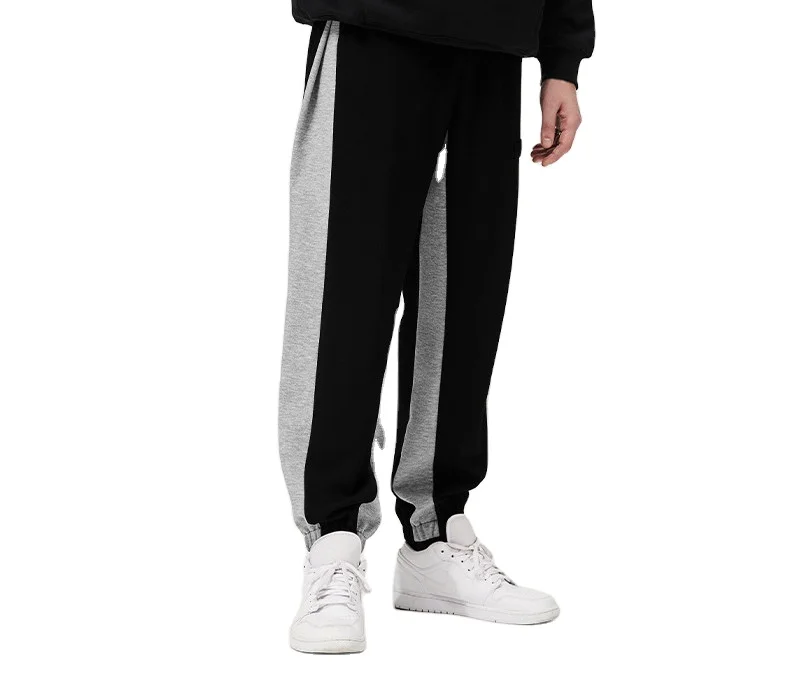 High street side contrast color beam foot guard autumn new product pleated stitching casual pants men