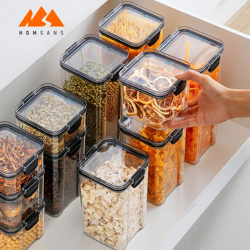Plastic sealing jar kitchen organizer bins pantry organization storage container Eco friendly Bpa free pet food storage