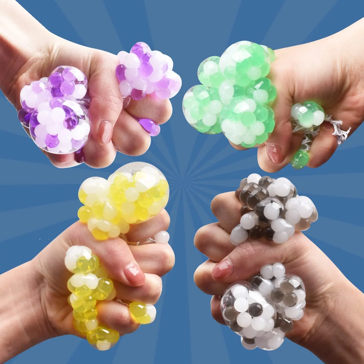 Mesh Ball Squeeze Tpr Grape Stress Toy Stress Relief Squeeze Grape Balls Relieve Pressure Squishy Mesh Ball