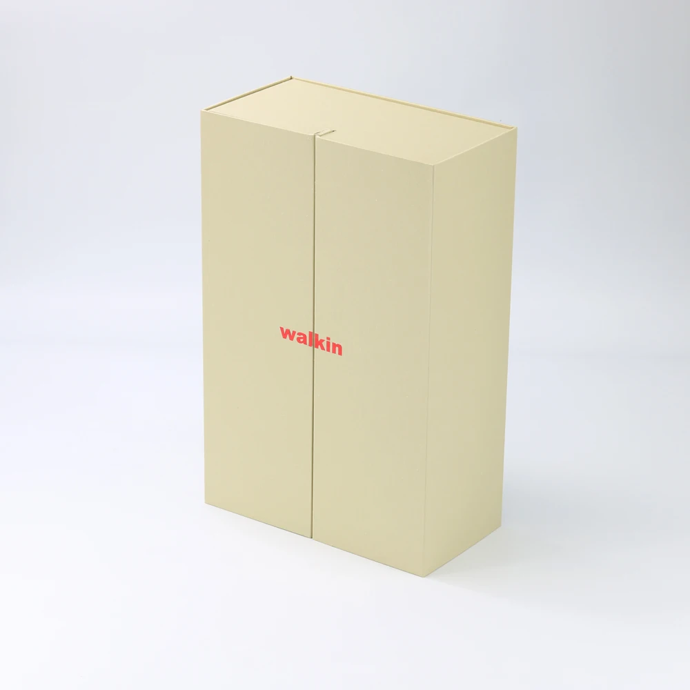 Customized Collapsible Magnetic Rigid Gift Paper Box For Two Wine Or Whisky Bottles Packaging