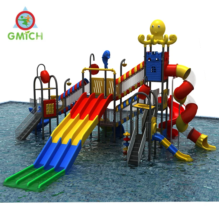 garden children outdoor playground Commercial water park equipment  Aqua Park Fiberglass water Slides for Pool