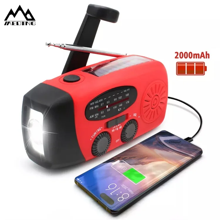 MEDING MD-088 Built-in Rechargeable Battery Am/fm Hand Crank Solar Emergency