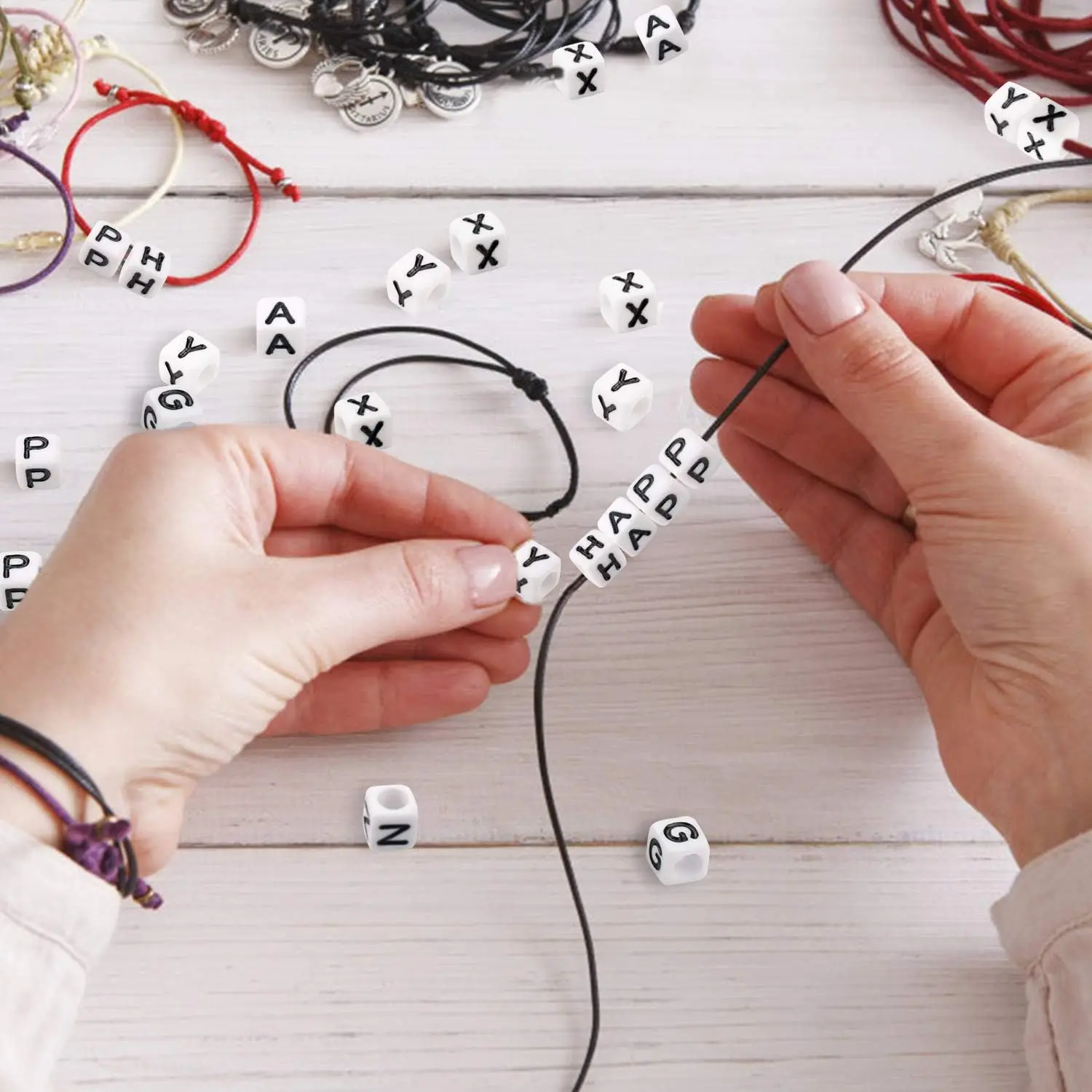 500g/bag  3000pcs Acrylic White Letter Beads Alphabet Beads for Jewelry Making DIY Necklace Bracelet (6mm)