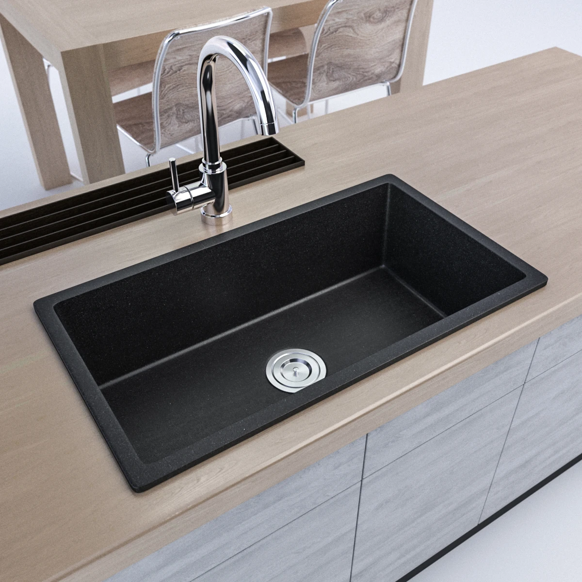 ZHONGYA Hot sell Luxury anti scratch kitchen quartz granite countertop for double bowl basin sink with drainboard