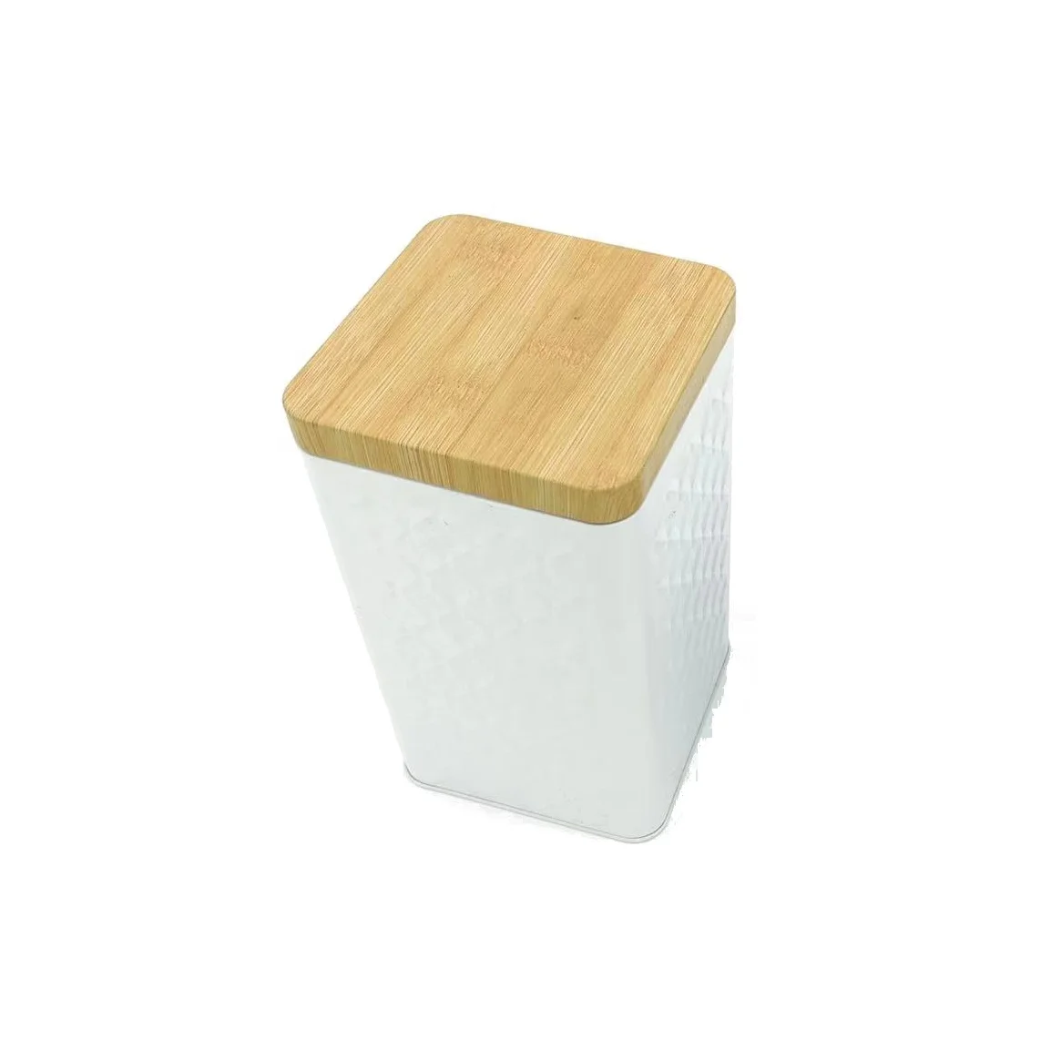 Custom Airtight Square Empty Tea Snack Food Storage Tin with Wood Grain Pattern Lid